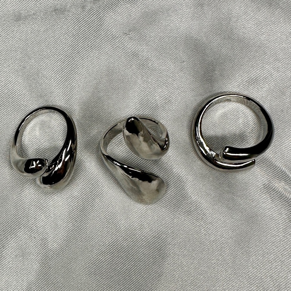 Silver Abstract Ring Set - Picture 2 of 2